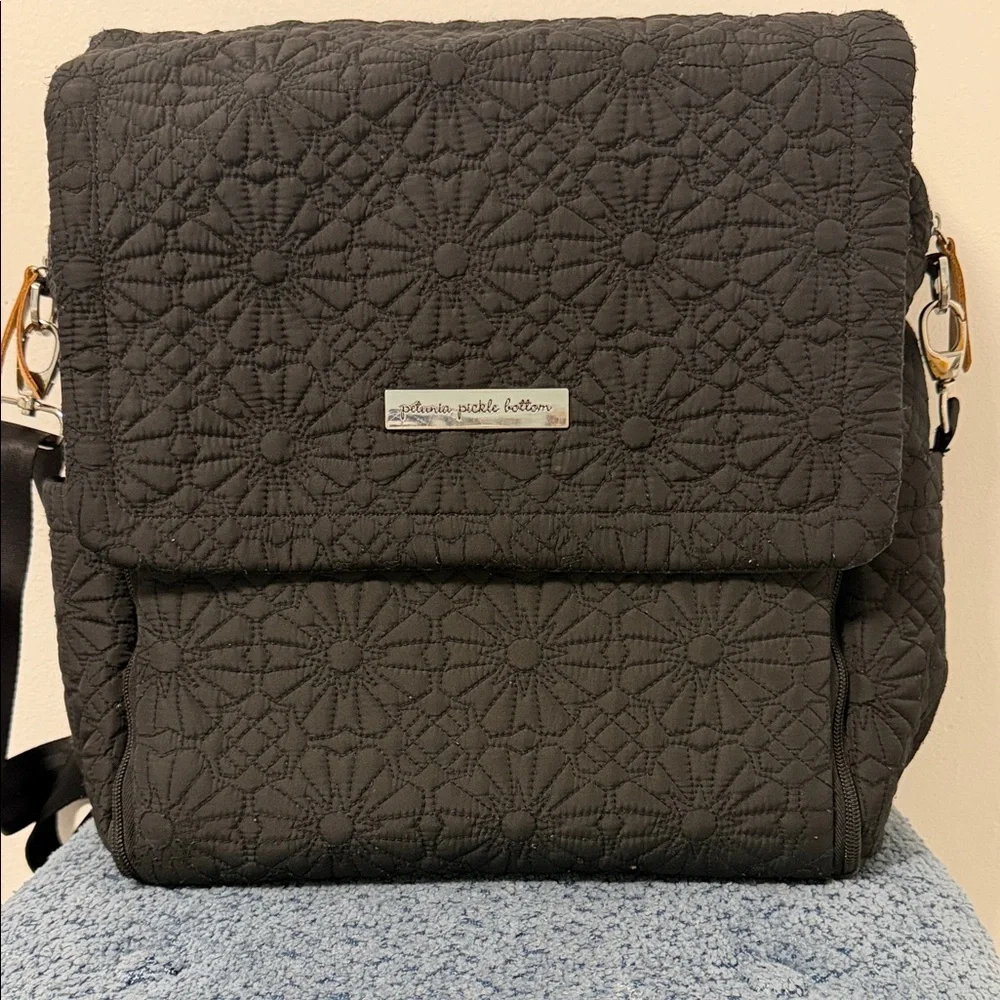 Petunia Pickle Bottom Black Floral Quilted Baby Bag